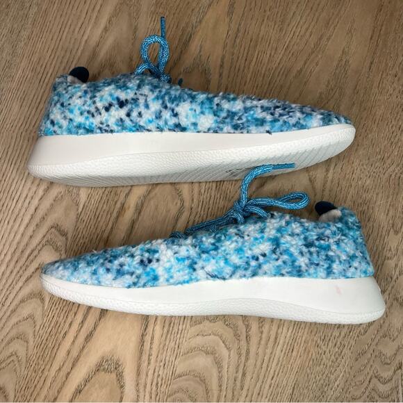 allbirds Women's Wool Runner Fluffs Merino Wool Sneaker Blue White Size 9 - Picture 6 of 9